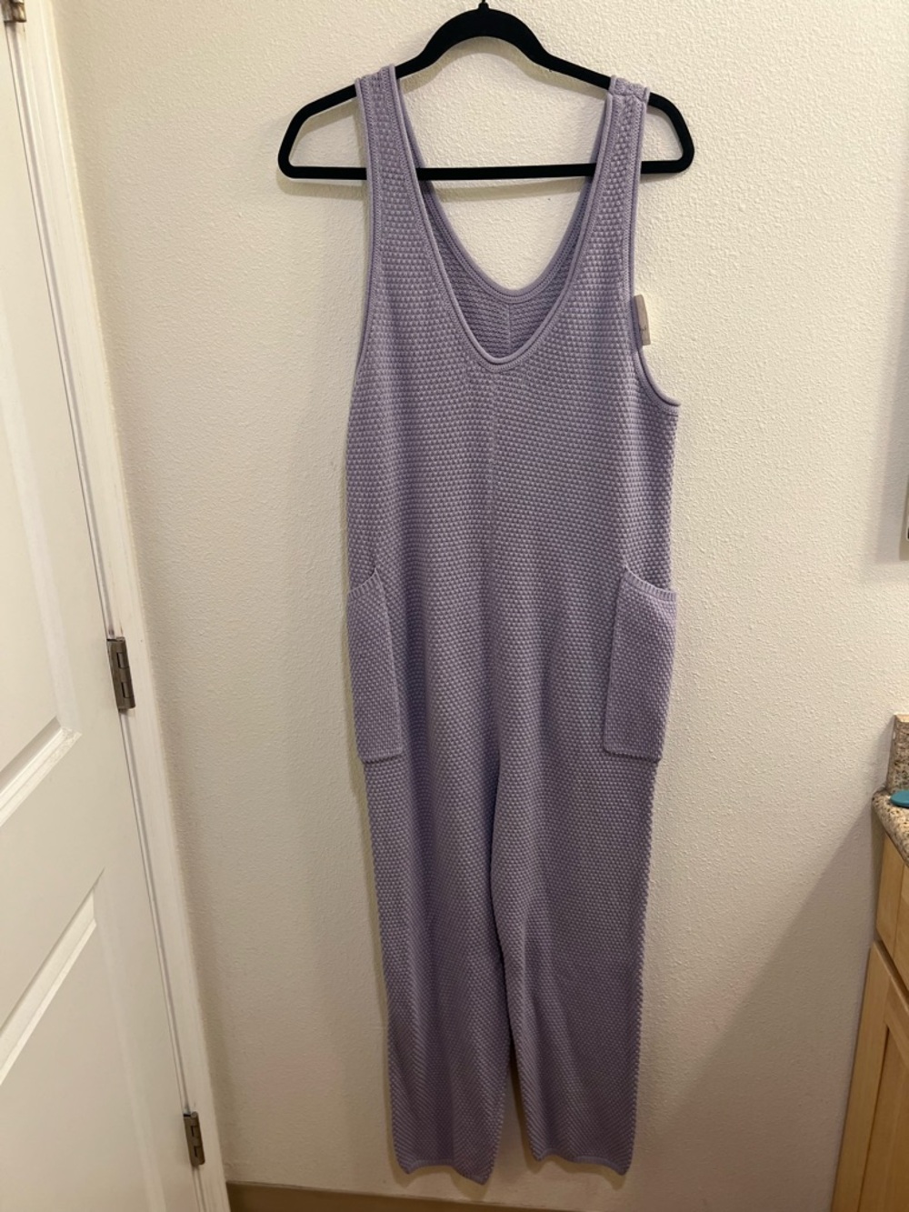 NWT Free People FP Beach Hailee Sweater Jumper Purple Cotton Jumpsuit XS Relaxed - Picture 3 of 5